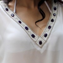 Beachwear Kaftan with perfection of purple stones